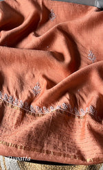 将图像加载到图库查看器中, Women's Lakhnavi Handcrafted Munga Silk Chikankari Semi - Stitched Kurta And Dupatta Set- HONC0268496