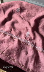Load image into Gallery viewer, Women's Lakhnavi Handcrafted Munga Silk Chikankari Kurta And Dupatta Set- HONC0280929