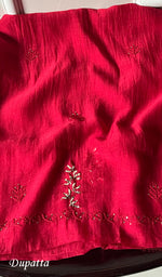Load image into Gallery viewer, Red Stitched Kurta And Dupatta Set