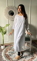 Load image into Gallery viewer, Women's Lucknowi Handcrafted Cotton Chikankari Kurti - HONC0330067