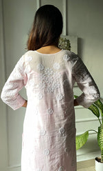 Load image into Gallery viewer, Women's Lucknowi Handcrafted Cotton Chikankari Long Kurti - HONC0325932