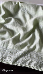 将图像加载到图库查看器中, Hana Women's Lakhnavi Handcrafted Mul Chanderi Semi - Stitched Kurta And Dupatta Set - HONC0290062