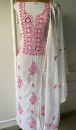 将图像加载到图库查看器中, Women's Lakhnavi Handcrafted Mul Chanderi Kurta And Dupatta Set - HONC0263969