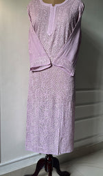 将图像加载到图库查看器中, Women's Lakhnavi Handcrafted Viscose Georgette Chikankari Kurti- HONC0276122