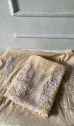 Load image into Gallery viewer, Women's Lakhnavi Handcrafted Mul Chanderi Unstitched Kurta And Dupatta Set- HONC0362574