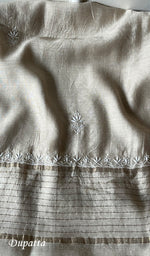 将图像加载到图库查看器中, Women's Lakhnavi Handcrafted Munga Silk Chikankari Semi - Stitched Anarkali And Dupatta Set- HONC0256132