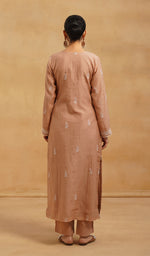 将图像加载到图库查看器中, Women's Lakhnavi Handcrafted Mul Chanderi Chikankari Stitched Kurta, Dupatta And Pant Set - HONC0244565