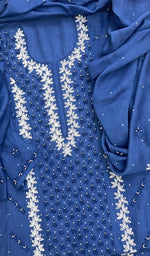 将图像加载到图库查看器中, Saziya Women's Lakhnavi Handcrafted Mul Chanderi Semi - Stitched Kurta And Dupatta Set - HONC0219042