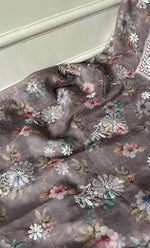 将图像加载到图库查看器中, Disha Women's Lakhnavi Handcrafted Organza Chikankari Unstitched Kurti Fabric - HONC0332145