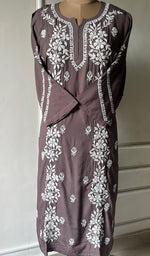 将图像加载到图库查看器中, Women's Lakhnavi Handcrafted Cotton Chikankari Kurti- HONC0301043