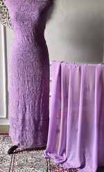 将图像加载到图库查看器中, Women's Lakhnavi Handcrafted Viscose Georgette Chikankari Full Suit Material - HONC0299906