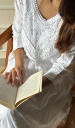 将图像加载到图库查看器中, Women's Lucknowi Handcrafted Muslin Dress - HONC0297132