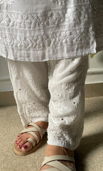 Load image into Gallery viewer, Women's Lucknowi Handcrafted Viscose Georgette Chikankari Pant - HONC0291672