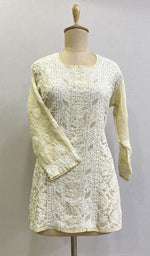 Load image into Gallery viewer, Women's Lucknowi Handcrafted White Cotton Chikankari Top - HONC0165230