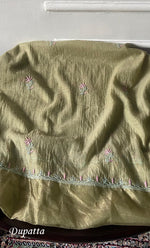 Load image into Gallery viewer, Women's Lakhnavi Handcrafted Mul Chanderi Unstitched Chikankari Full Suit Material - HONC0316855