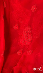 Load image into Gallery viewer, Red Women Lucknowi Handcrafted Faux-Georgette Chikankari Semi - Stitched Suit Material