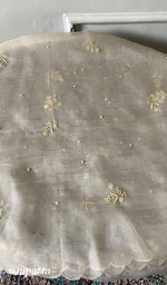 Load image into Gallery viewer, Women's Lakhnavi Handcrafted Pure Organza Chikankari Unstitched Kurta And Dupatta Set- HONC0338245