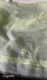 将图像加载到图库查看器中, Women's Lakhnavi Handcrafted Organza Chikankari Unstitched Full Suit Material - HONC0271206