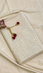 将图像加载到图库查看器中, Women's Lakhnavi Handcrafted Cotton Chikankari Kurta And Dupatta Set- HONC0113313