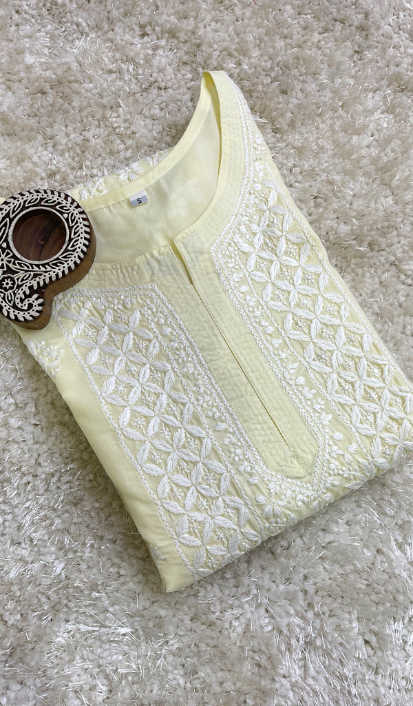 Jubina Women's Lucknowi Handcrafted Cotton Chikankari Kurti - HONC0164335