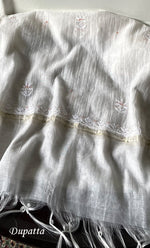 Load image into Gallery viewer, Women's Lakhnavi Handcrafted Unstitched Mul Chanderi Kurta And Dupatta Set - HONC0323593