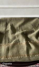 Load image into Gallery viewer, Women's Lakhnavi Handcrafted Mul Chanderi Semi - Stitched Anarkali And Dupatta Set - HONC0355011