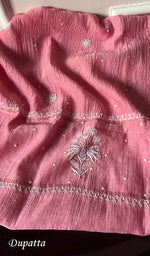 Load image into Gallery viewer, Women's Lakhnavi Handcrafted Mul Chanderi Semi - Stitched Anarkali And Dupatta Set - HONC0257132