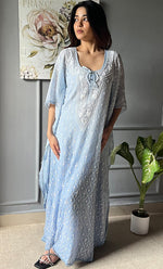 Load image into Gallery viewer, Rabia Women's Lucknowi Handcrafted Mul chanderi Chikankari Kaftan - HONC0305550