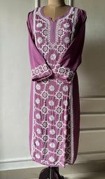 将图像加载到图库查看器中, Women's Lucknowi Handcrafted Modal Cotton Chikankari Kurti - HONC0301054