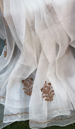 将图像加载到图库查看器中, Women's Lucknowi Handcrafted Pure Organza Silk Chikankari SAREE - HONC0270079
