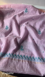 Load image into Gallery viewer, Women's Lakhnavi Handcrafted Mul Chanderi Unstitched Kurta And Dupatta Set - HONC0296163