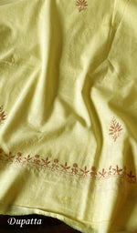 Load image into Gallery viewer, Lakhnavi Handcrafted Cotton Chikankari Semi Stitched Kurta And Dupatta Set- HONC0138429