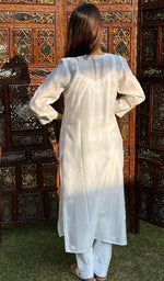 Load image into Gallery viewer, Women's Lucknowi Handcrafted Chanderi Silk Chikankari Kurti - HONC0126984