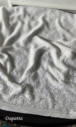 将图像加载到图库查看器中, Women's Lakhnavi Handcrafted Pure Silk Georgette Chikankari Unstitched Anarkali And Dupatta Set- HONC0321064