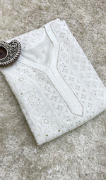 将图像加载到图库查看器中, Women's Lakhnavi Handcrafted Viscose Georgette Chikankari Kurti - HONC0161836