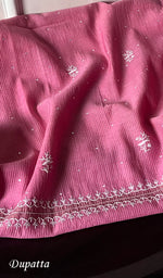 Load image into Gallery viewer, Asmaan Women's Lakhnavi Handcrafted Mul Chanderi Semi - Stitched Kurta And Dupatta Set - HONC0253342