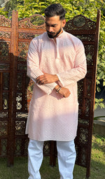 Load image into Gallery viewer, Men's Lucknowi Handcrafted Cotton Chikankari Kurta - HONC0260660