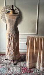 Load image into Gallery viewer, Women's Lakhnavi Handcrafted Mul Chanderi Unstitched Kurta And Dupatta Set - HONC0348656