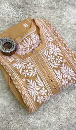 将图像加载到图库查看器中, Fariah Women's Lucknowi Handcrafted Mul Chanderi Chikankari Kurti - HONC0160041