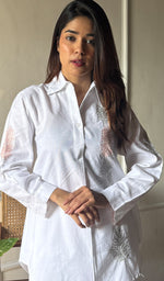 将图像加载到图库查看器中, Enayat Women's Lakhnavi Handcrafted Oversized Cotton Chikankari Top And Pant Set - HONC0293676