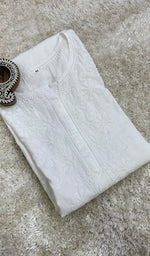 Load image into Gallery viewer, Women's Lucknowi Handcrafted Mul Cotton Chikankari Kurti- HONC0154921