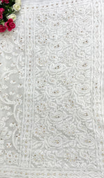 Load image into Gallery viewer, Women&#39;s Lucknowi Handcrafted Faux-Georgette Chikankari Saree - HONC0142912
