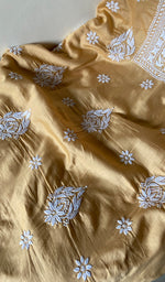 Load image into Gallery viewer, لکھنؤی ہاتھ سے تیار شدہ کاٹن چکنکاری بغیر سلی ہوئی قرتی فیبرک - Honc096031