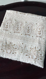 将图像加载到图库查看器中, Saima Women's Lakhnavi Handcrafted Pure Silk Georgette Chikankari  Kurti Fabric - HONC0229270