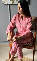Load image into Gallery viewer, Rashida Women's Lakhnavi Handcrafted Muslin Chikankari Kurta And Pant Set - HONC0300557
