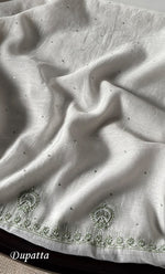 Load image into Gallery viewer, Women's Lakhnavi Handcrafted Unstitched Mul Chanderi Kurta And Dupatta Set - HONC0324069