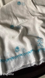 Load image into Gallery viewer, Saziya Women's Lakhnavi Handcrafted Mul Chanderi Semi - Stitched Kurta And Dupatta Set - HONC0249178