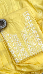 Load image into Gallery viewer, Women&#39;s Lakhnavi Handcrafted Modal Cotton Chikankari Kurta And Dupatta Set - HONC0197245
