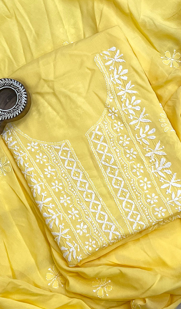 Women's Lakhnavi Handcrafted Modal Cotton Chikankari Kurta And Dupatta Set - HONC0197245