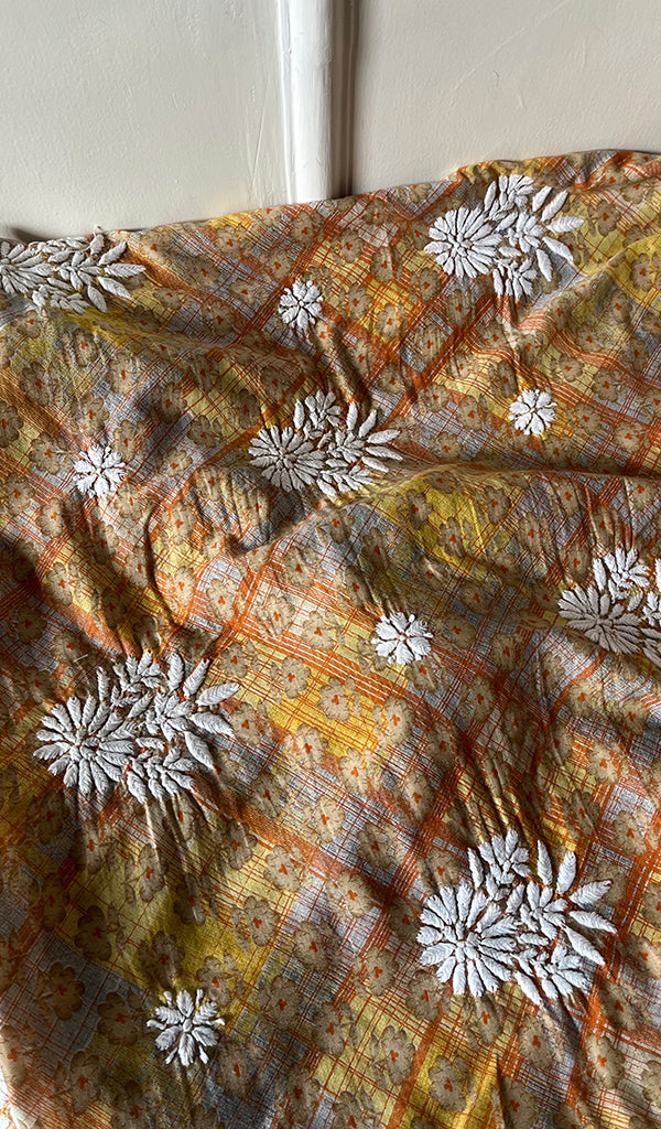 Women's Lakhnavi Handcrafted Cotton Chikankari Unstitched Kurti Fabric - HONC0284377